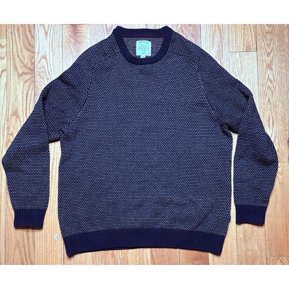 Fat Face Mens Navy Mix Round Neck Jumper Knit Sweater Size XXL Casual Heavy